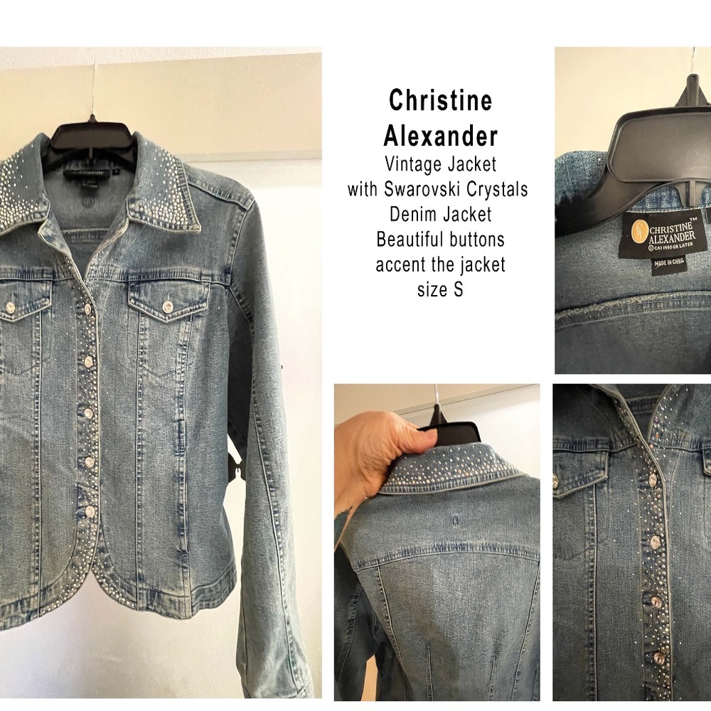 CHRISTINE ALEXANDER Swarovski Crystals Denim Jacket